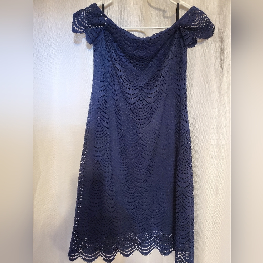 Lilly Pulitzer sz s Jade  blue lace off the shoulder dress